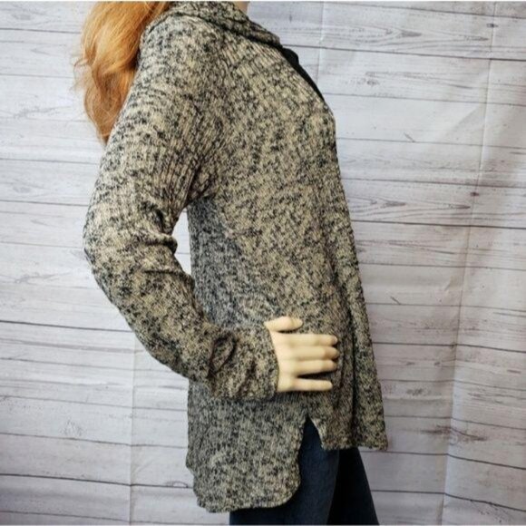 SJS Womens hooded Heathered ribbed Knit Long Sleeve Hoodie size M - Picture 2 of 8